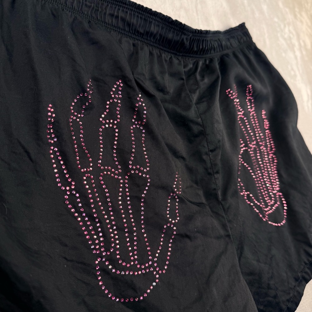 Victoria’s Secret PINK Y2K Rhinestone Skeleton Hands Sleep Shorts Size M - Picture 3 of 8